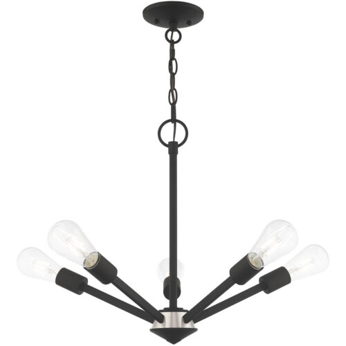 5 Light Black Chandelier with Steel base material-Lighting LumensChandeliers