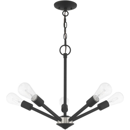 5 Light Black Chandelier with Steel base material-Lighting LumensChandeliers