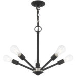 5 Light Black Chandelier with Steel base material-Lighting LumensChandeliers