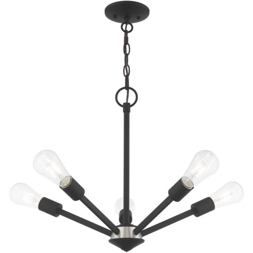 5 Light Black Chandelier with Steel base material-Lighting LumensChandeliers