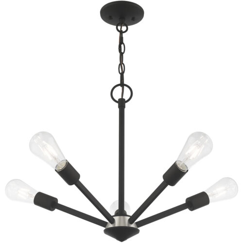 5 Light Black Chandelier with Steel base material-Lighting LumensChandeliers