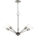 5 Light Brushed Nickel Chandelier with Steel base material-Lighting LumensChandeliers