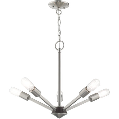 5 Light Brushed Nickel Chandelier with Steel base material-Lighting LumensChandeliers