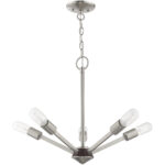 5 Light Brushed Nickel Chandelier with Steel base material-Lighting LumensChandeliers