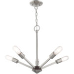 5 Light Brushed Nickel Chandelier with Steel base material-Lighting LumensChandeliers