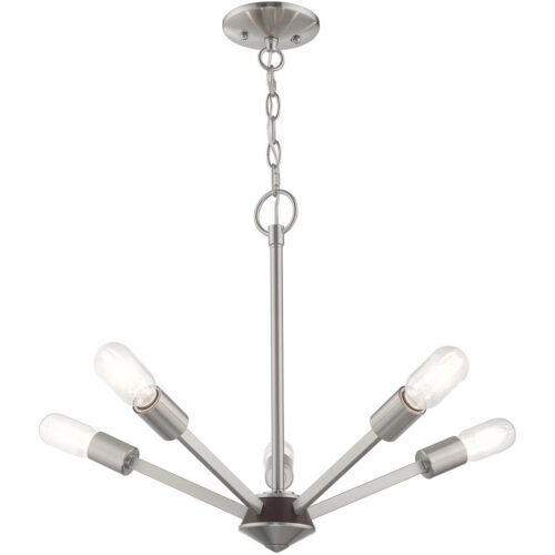 5 Light Brushed Nickel Chandelier with Steel base material-Lighting LumensChandeliers