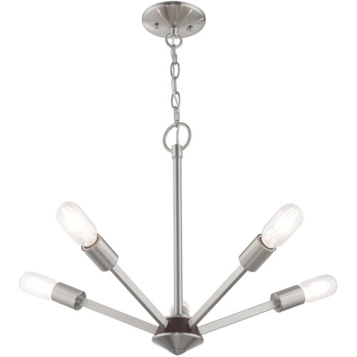 5 Light Brushed Nickel Chandelier with Steel base material-Lighting LumensChandeliers