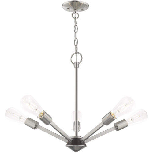 5 Light Brushed Nickel Chandelier with Steel base material-Lighting LumensChandeliers