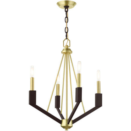 51164-12 4 Light Satin Brass Chandelier-Lighting LumensChandeliers