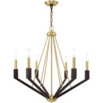 6 Light Satin Brass & Bronze Chandelier with Steel base material-Lighting LumensChandeliers