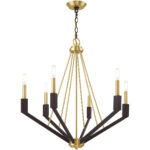 6 Light Satin Brass & Bronze Chandelier with Steel base material-Lighting LumensChandeliers