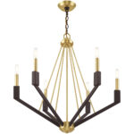 6 Light Satin Brass & Bronze Chandelier with Steel base material-Lighting LumensChandeliers