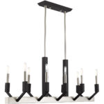 12 inch 10 Light Brushed Nickel & Black Linear Chandelier with Steel base material-Lighting LumensChandeliers