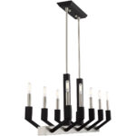 12 inch 10 Light Brushed Nickel & Black Linear Chandelier with Steel base material-Lighting LumensChandeliers