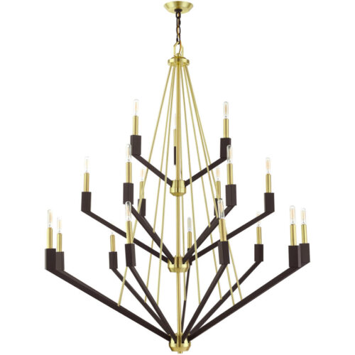 51169-12 18 Light Satin Brass  Foyer Chandelier-Lighting LumensChandeliers