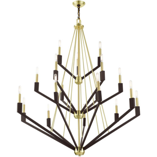 51169-12 18 Light Satin Brass  Foyer Chandelier-Lighting LumensChandeliers