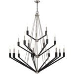 18 Light Brushed Nickel & Black Foyer Chandelier with Steel base material-Lighting LumensChandeliers