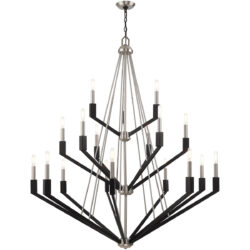 18 Light Brushed Nickel & Black Foyer Chandelier with Steel base material-Lighting LumensChandeliers