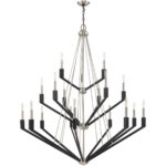 18 Light Brushed Nickel & Black Foyer Chandelier with Steel base material-Lighting LumensChandeliers