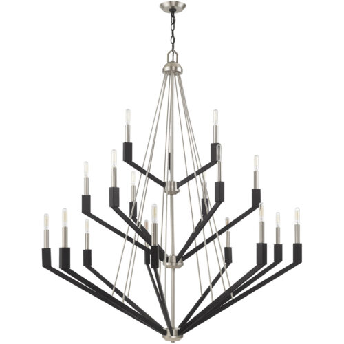 18 Light Brushed Nickel & Black Foyer Chandelier with Steel base material-Lighting LumensChandeliers