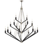 18 Light Brushed Nickel & Black Foyer Chandelier with Steel base material-Lighting LumensChandeliers