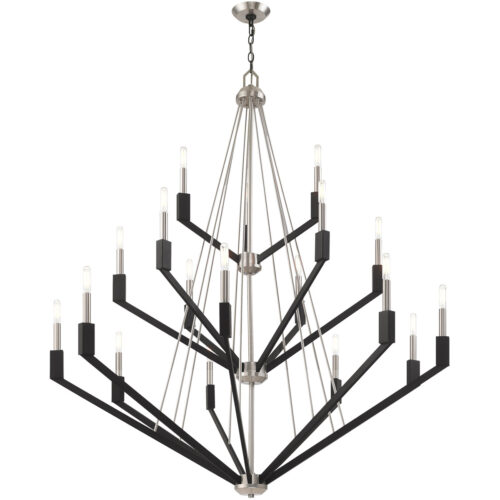 18 Light Brushed Nickel & Black Foyer Chandelier with Steel base material-Lighting LumensChandeliers