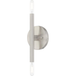 5.125 inch 2 Light Brushed Nickel ADA Wall Sconce with Steel base material-Lighting LumensWall Sconces