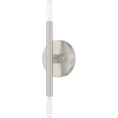 5.125 inch 2 Light Brushed Nickel ADA Wall Sconce with Steel base material-Lighting LumensWall Sconces