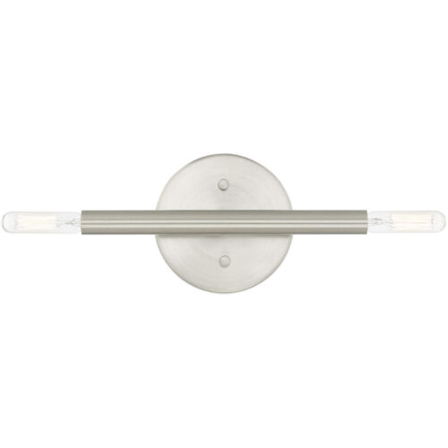 5.125 inch 2 Light Brushed Nickel ADA Wall Sconce with Steel base material-Lighting LumensWall Sconces