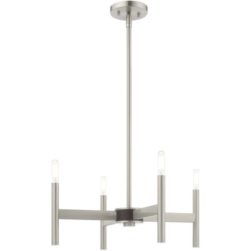 4 Light Brushed Nickel Mini Chandelier with Steel base material-Lighting LumensChandeliers