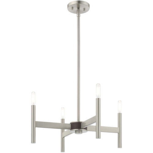 4 Light Brushed Nickel Mini Chandelier with Steel base material-Lighting LumensChandeliers