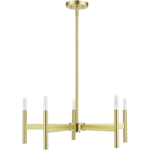 51175-12 5-Light Satin Brass Chandelier-Lighting LumensChandeliers