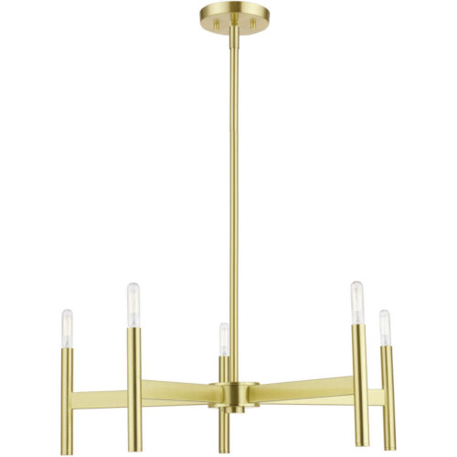 51175-12 5-Light Satin Brass Chandelier-Lighting LumensChandeliers