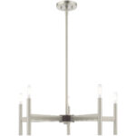 5 Light Brushed Nickel Chandelier with Steel base material-Lighting LumensChandeliers