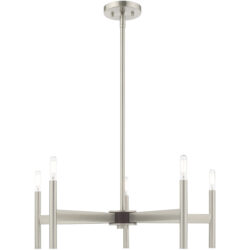 5 Light Brushed Nickel Chandelier with Steel base material-Lighting LumensChandeliers