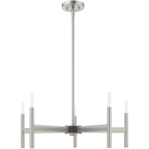 5 Light Brushed Nickel Chandelier with Steel base material-Lighting LumensChandeliers