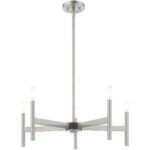 5 Light Brushed Nickel Chandelier with Steel base material-Lighting LumensChandeliers