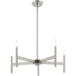 5 Light Brushed Nickel Chandelier with Steel base material-Lighting LumensChandeliers