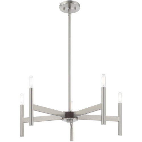 5 Light Brushed Nickel Chandelier with Steel base material-Lighting LumensChandeliers