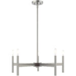 5 Light Brushed Nickel Chandelier with Steel base material-Lighting LumensChandeliers