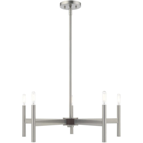 5 Light Brushed Nickel Chandelier with Steel base material-Lighting LumensChandeliers