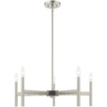 5 Light Brushed Nickel Chandelier with Steel base material-Lighting LumensChandeliers