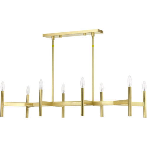 51178-12 8-Light Satin Brass Linear Chandelier-Lighting LumensChandeliers