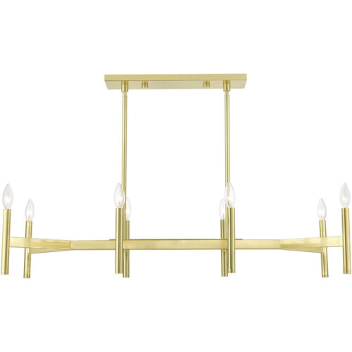 51178-12 8-Light Satin Brass Linear Chandelier-Lighting LumensChandeliers