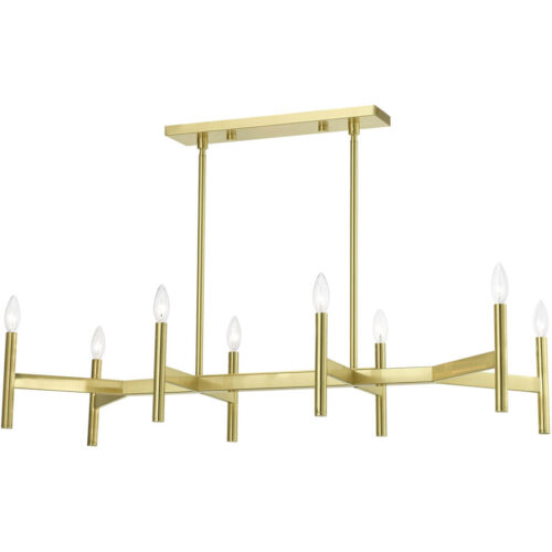 51178-12 8-Light Satin Brass Linear Chandelier-Lighting LumensChandeliers