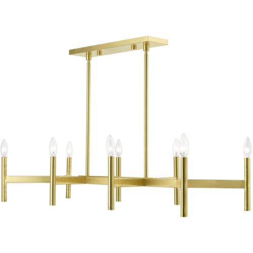 51178-12 8-Light Satin Brass Linear Chandelier-Lighting LumensChandeliers