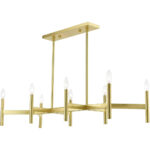 51178-12 8-Light Satin Brass Linear Chandelier-Lighting LumensChandeliers