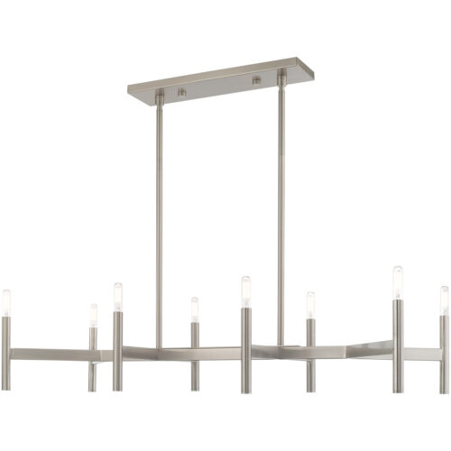 15 inch 8 Light Brushed Nickel Linear Chandelier with Steel base material-Lighting LumensChandeliers