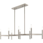 15 inch 8 Light Brushed Nickel Linear Chandelier with Steel base material-Lighting LumensChandeliers