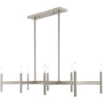 15 inch 8 Light Brushed Nickel Linear Chandelier with Steel base material-Lighting LumensChandeliers